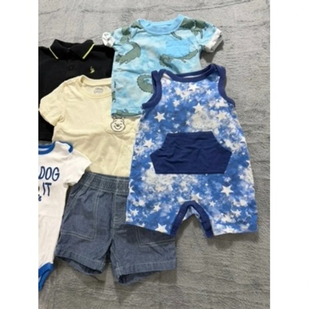 Baby 12M Clothing Bundle 6pc Carters Disney Cat & Jack US Polo Assn Blue‎ Black